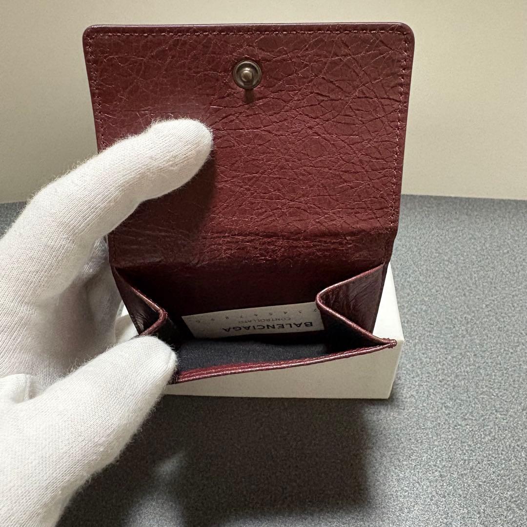 BALENCIAGA バーガンディ 三つ折り財布