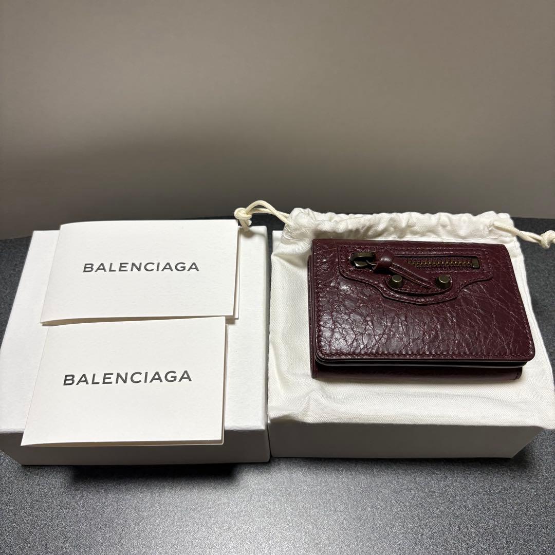 BALENCIAGA バーガンディ 三つ折り財布