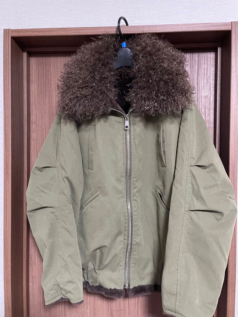 IAM イアム　ボア襟ジップブルゾン　カーキグリーン