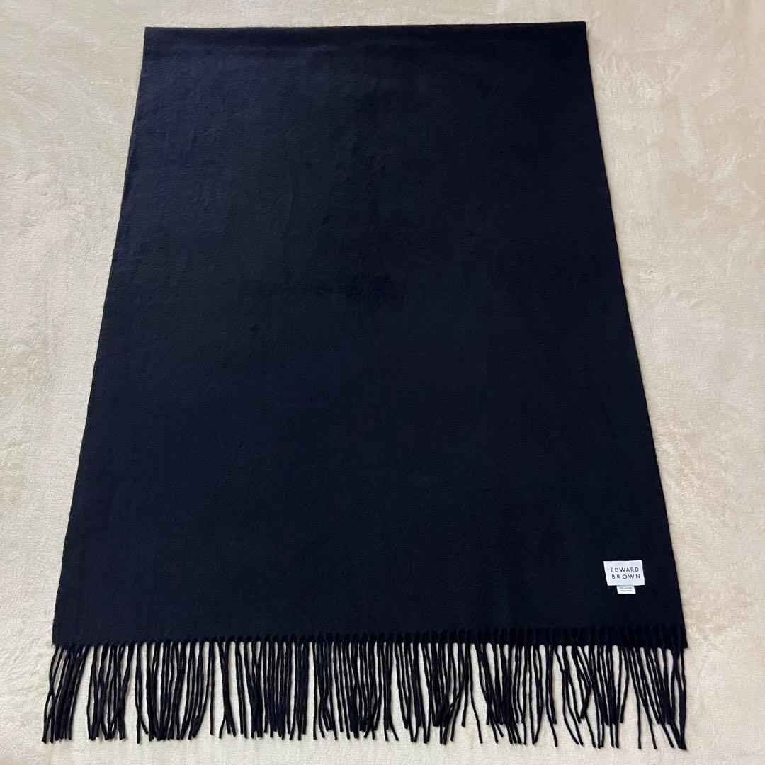 美品✨EDWARD BROWN エドワードブラウン　カシミヤ　マフラー　ブラック