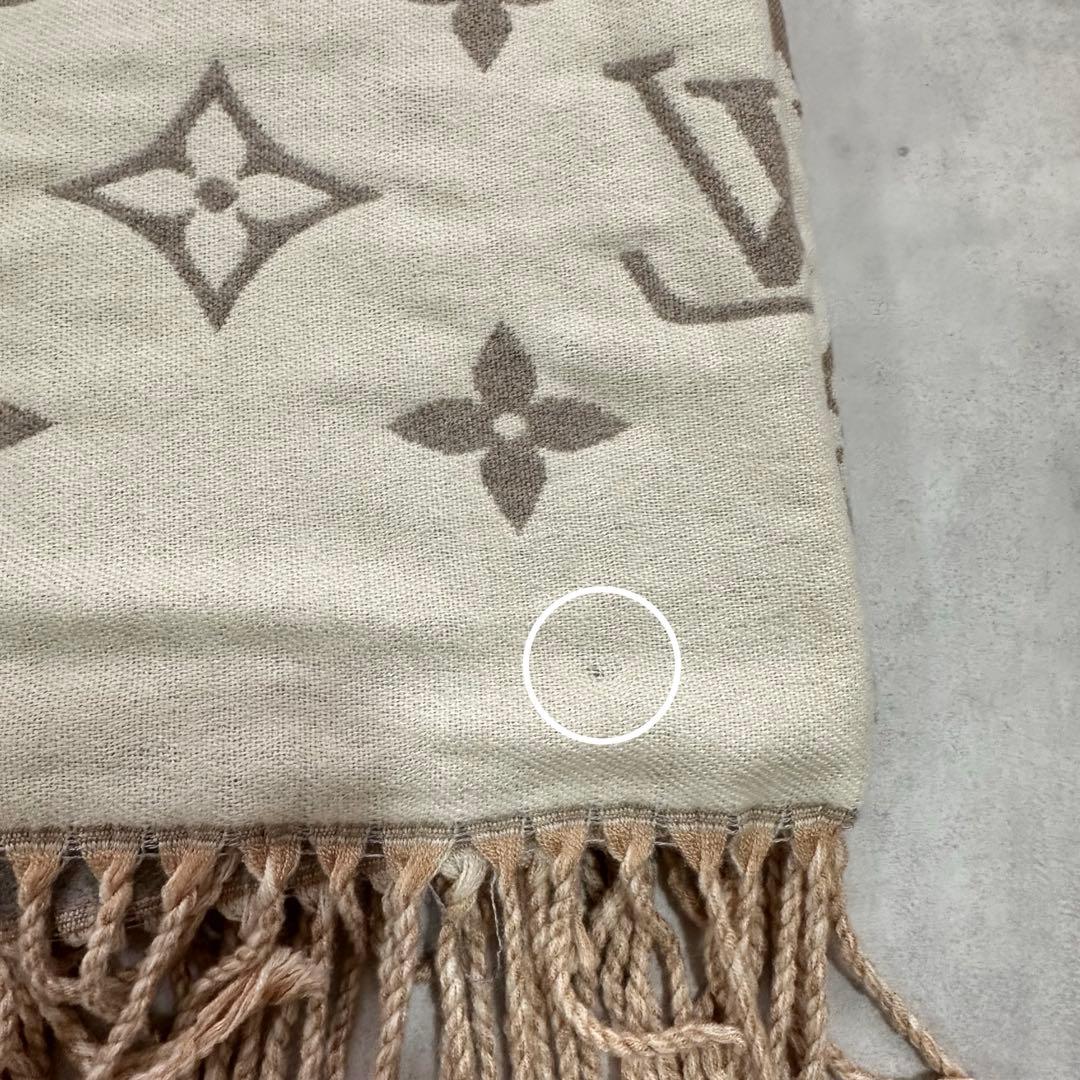 リバーシブルマフラー ストール ベージュ グレー ルイヴィトン