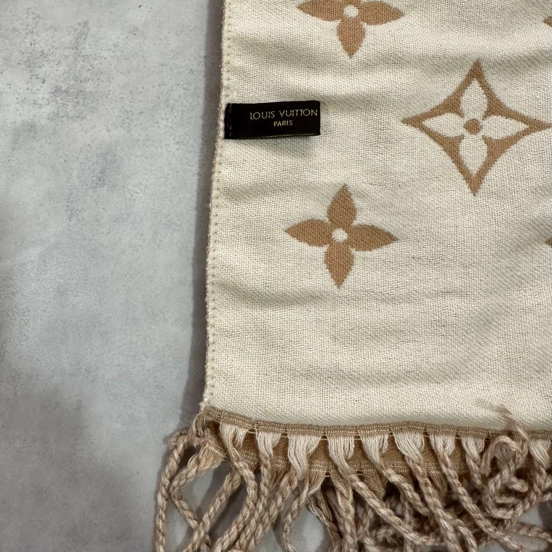 リバーシブルマフラー ストール ベージュ グレー ルイヴィトン