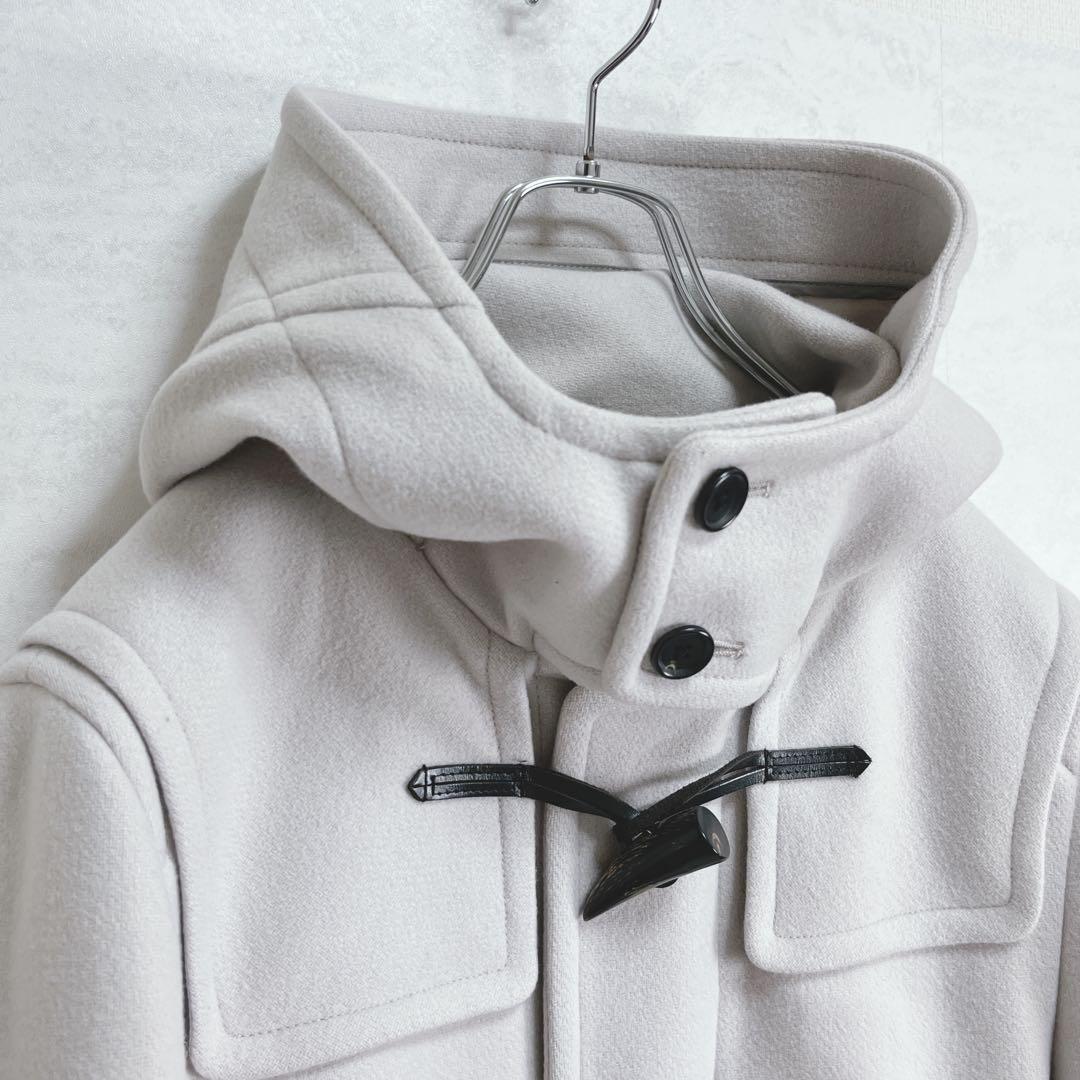 『エストネーション』ダッフルコート カシミヤ混 グレージュ ダブルジップアップ