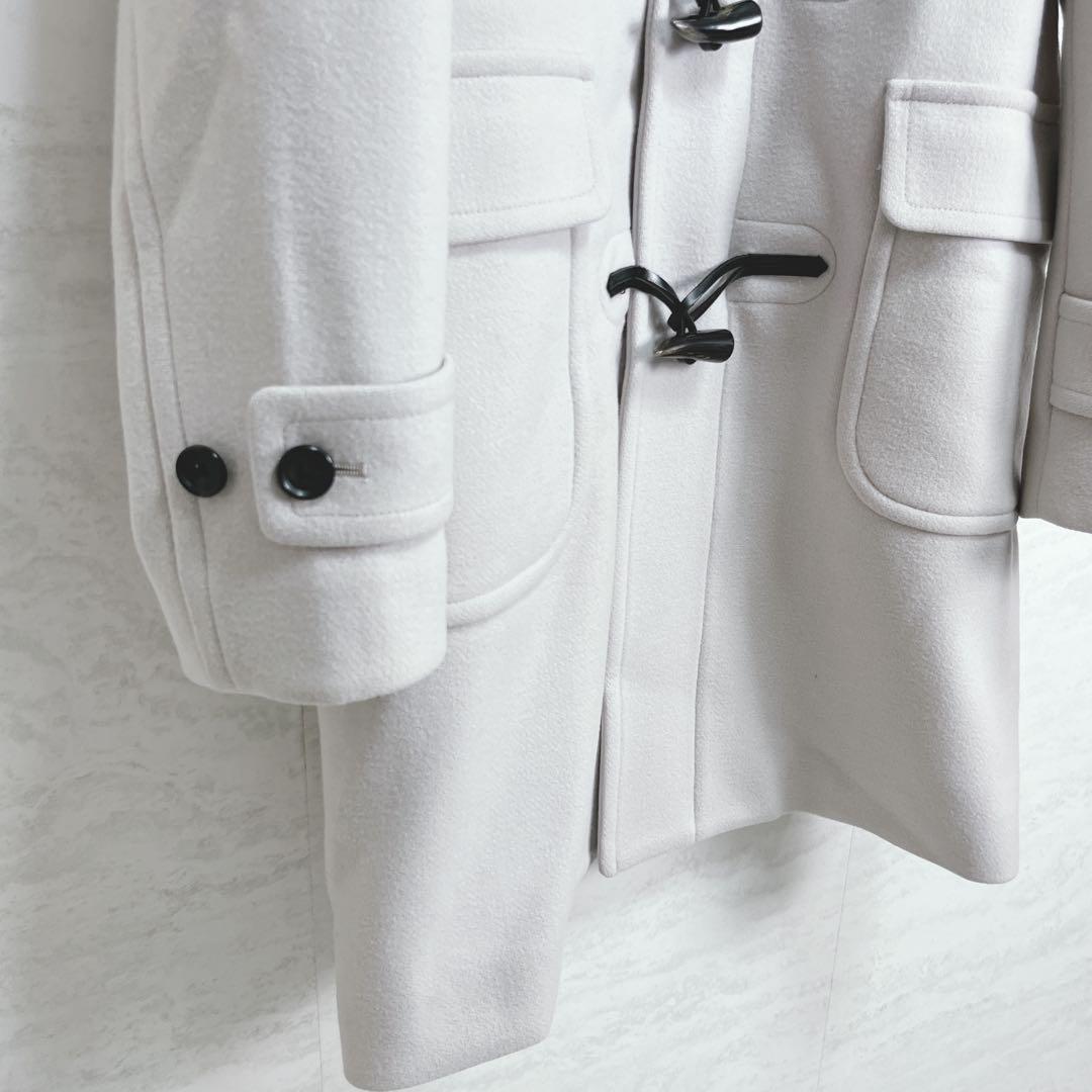 『エストネーション』ダッフルコート カシミヤ混 グレージュ ダブルジップアップ