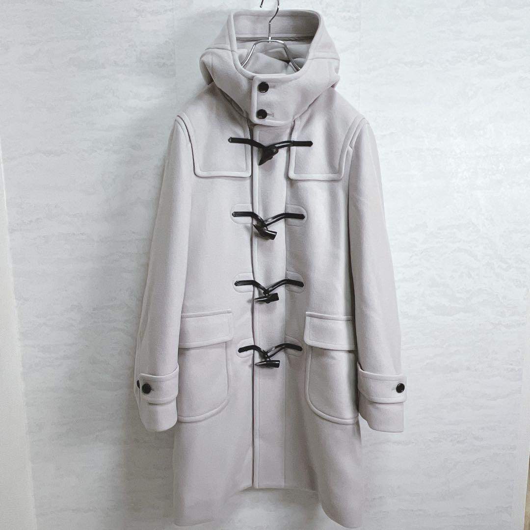 『エストネーション』ダッフルコート カシミヤ混 グレージュ ダブルジップアップ