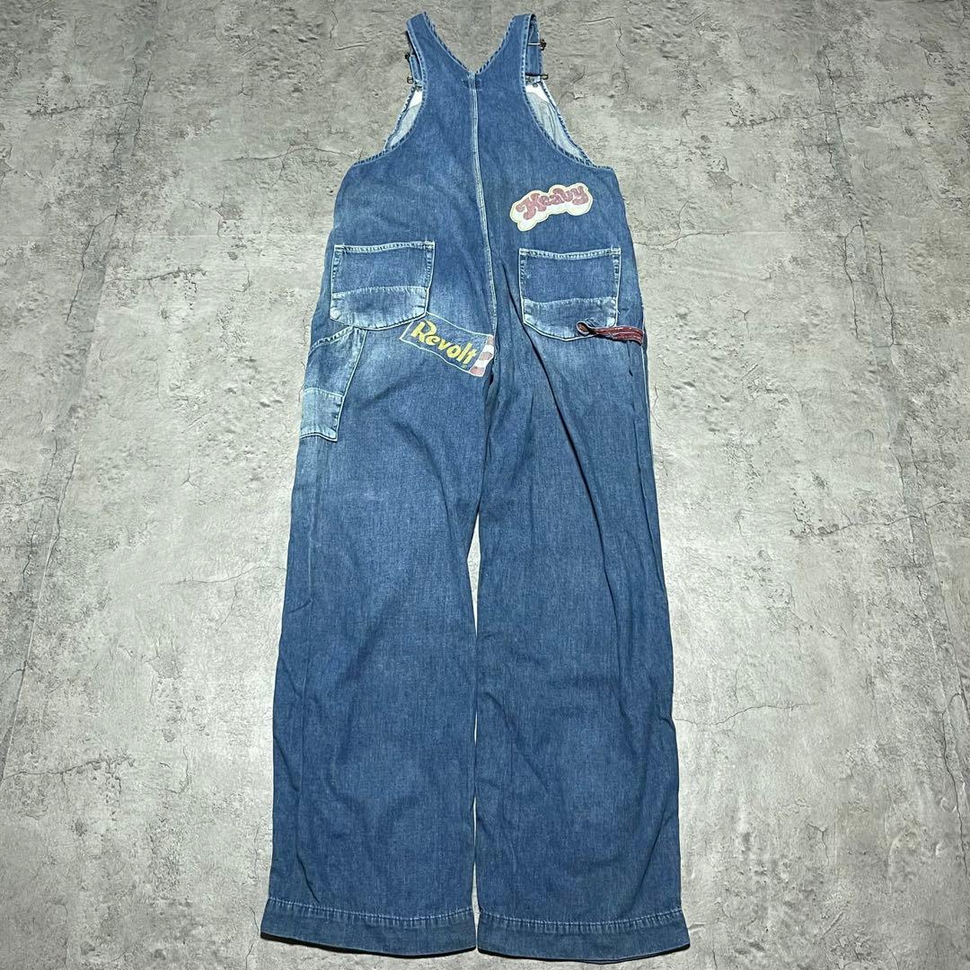 ヒステリックグラマー　プリントロゴ　デニムオーバーオール　フリーサイズ.