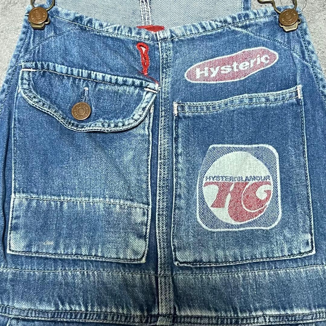 ヒステリックグラマー　プリントロゴ　デニムオーバーオール　フリーサイズ.