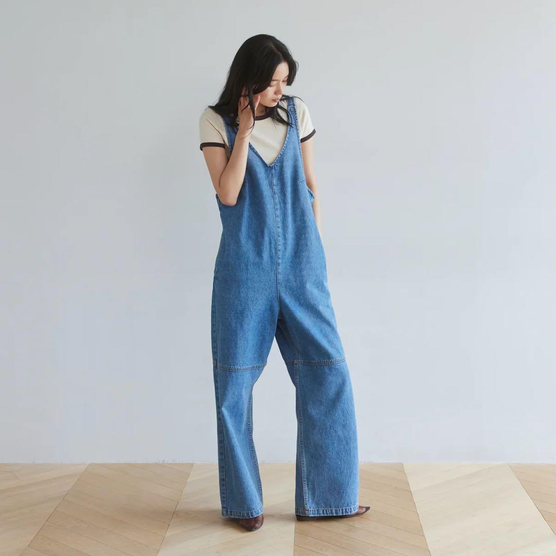 searoomlynn ☆ Vフロント デニムサロペット（ブルー）