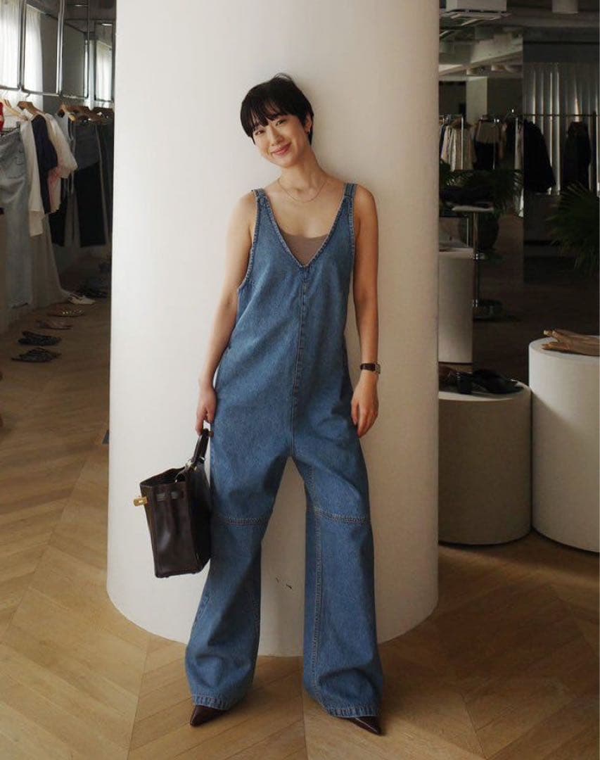 searoomlynn ☆ Vフロント デニムサロペット（ブルー）