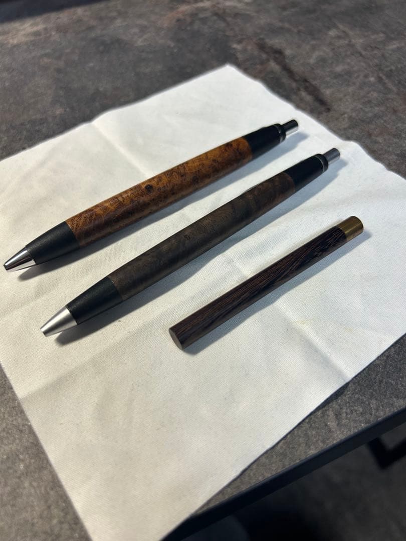 野原工芸　チーク瘤BP、神代胡桃MP 工房楔　ムラサキタガヤ芯ケース +おまけ