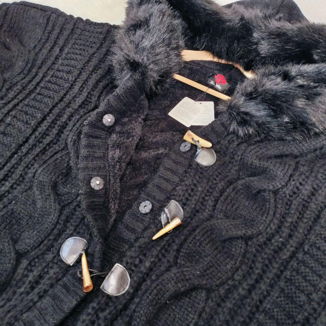 《未使用タグ付》DaTuRa ダーリンポンチョ 黒 ニット フード 量産 ギャル