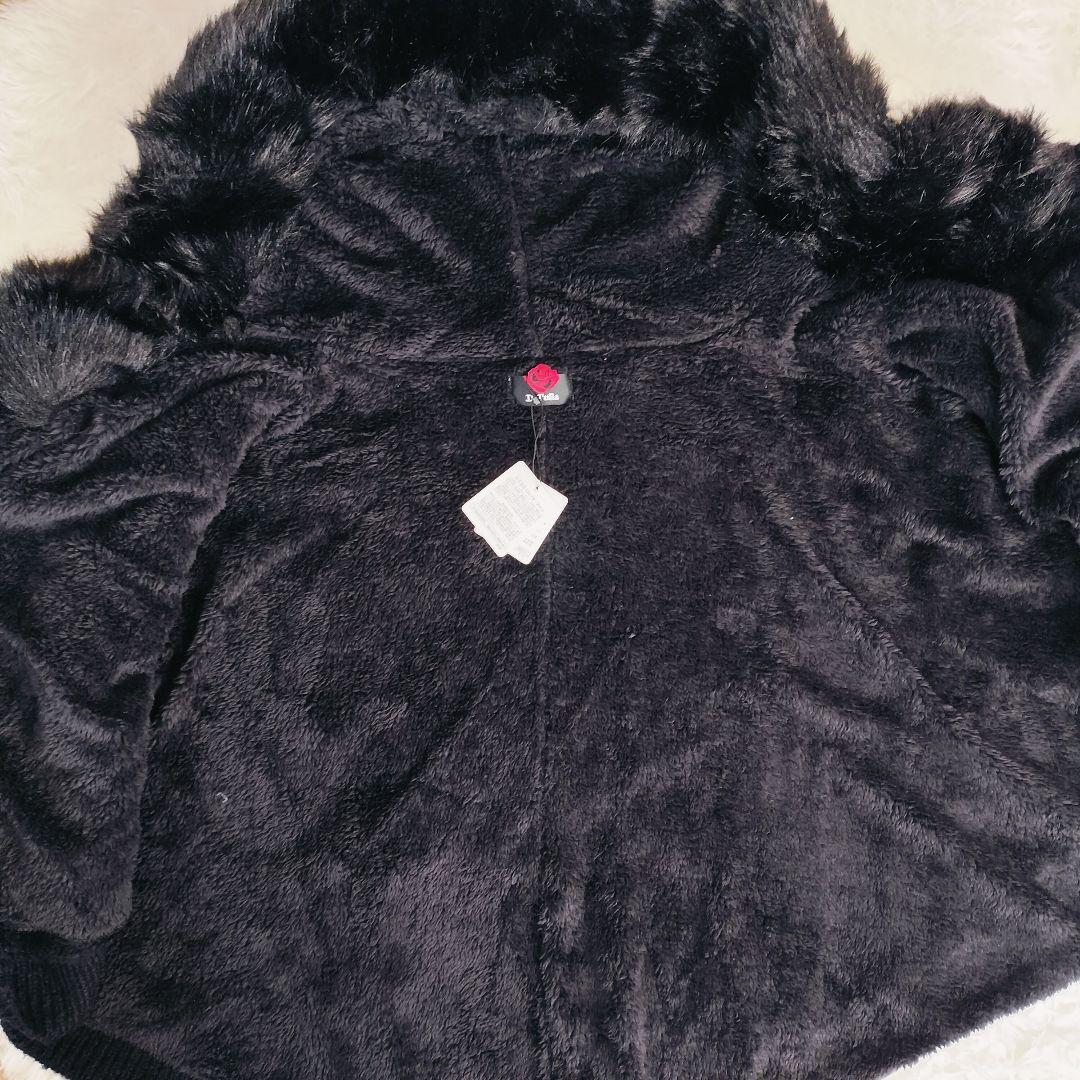 《未使用タグ付》DaTuRa ダーリンポンチョ 黒 ニット フード 量産 ギャル