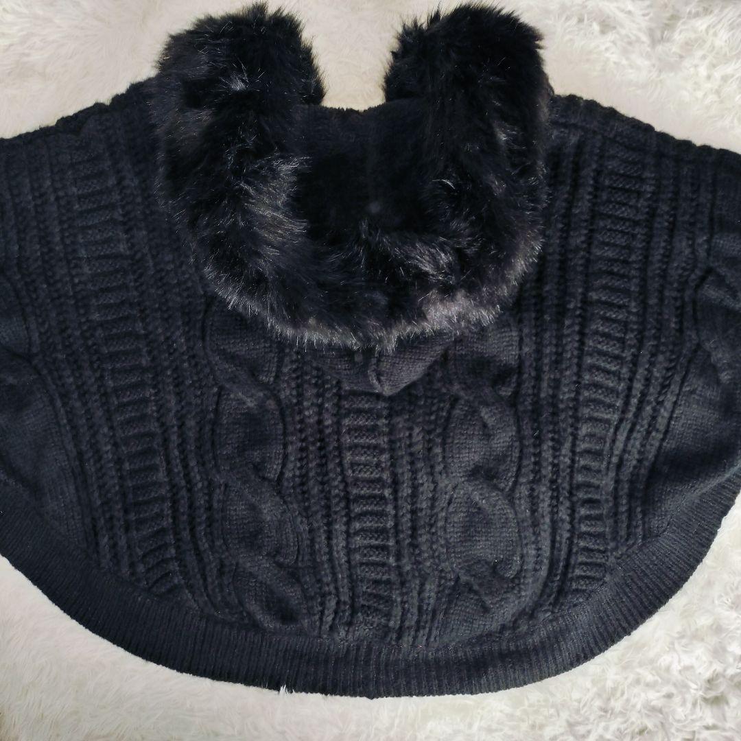 《未使用タグ付》DaTuRa ダーリンポンチョ 黒 ニット フード 量産 ギャル