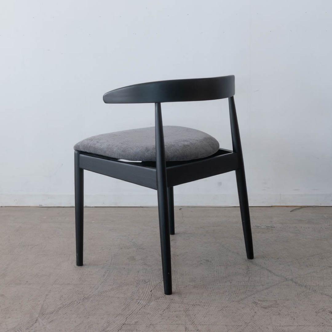 あおうみ　黒いダイニングチェア 布製クッション付き