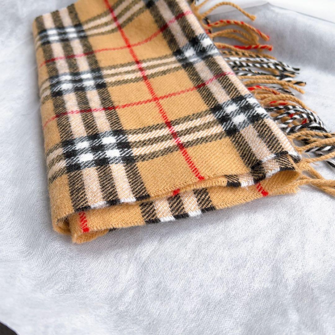 美品 バーバリーズ ノバチェック マフラー ラムウール キャメル 防寒　ストール