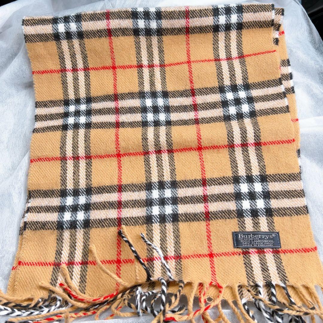 美品 バーバリーズ ノバチェック マフラー ラムウール キャメル 防寒　ストール