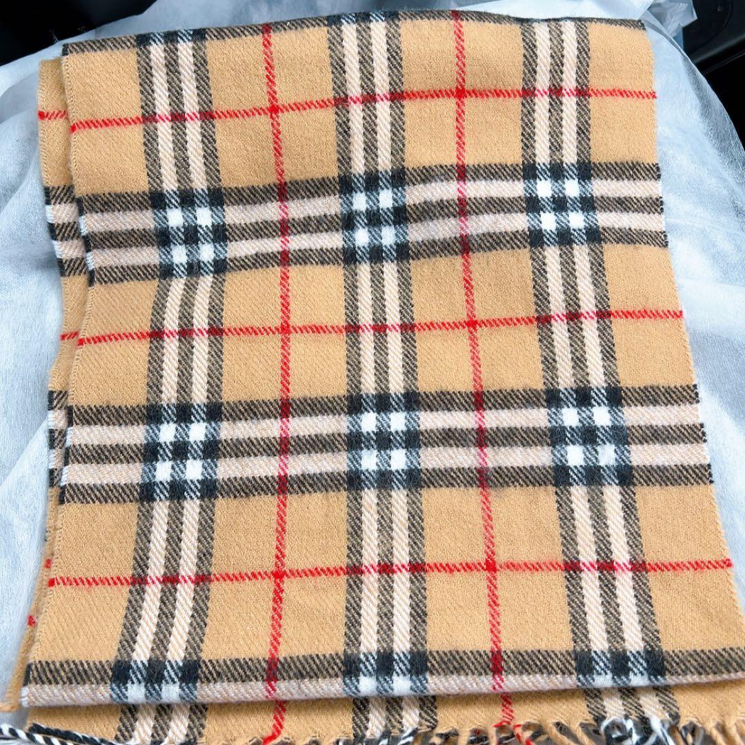 美品 バーバリーズ ノバチェック マフラー ラムウール キャメル 防寒　ストール