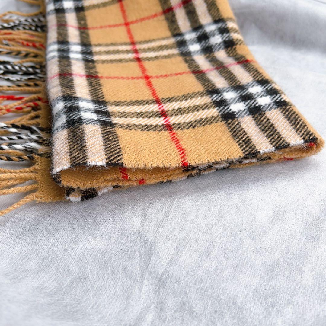 美品 バーバリーズ ノバチェック マフラー ラムウール キャメル 防寒　ストール