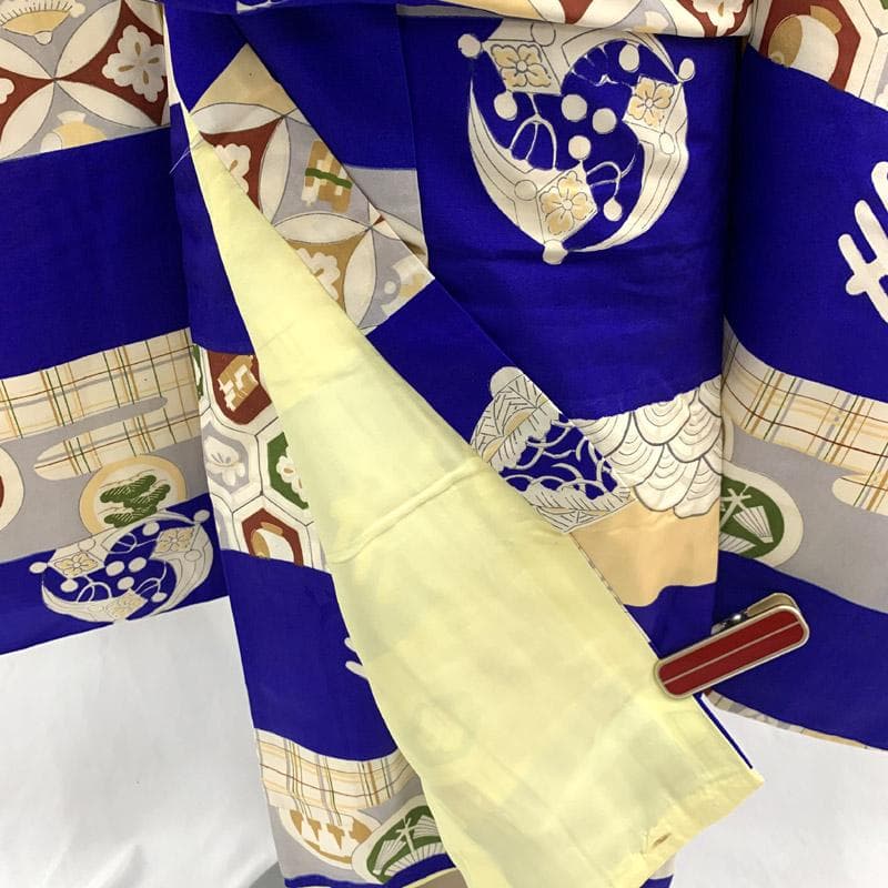 505ab54■七五三 お宮参り セミアンティーク着物&アンティーク被布■