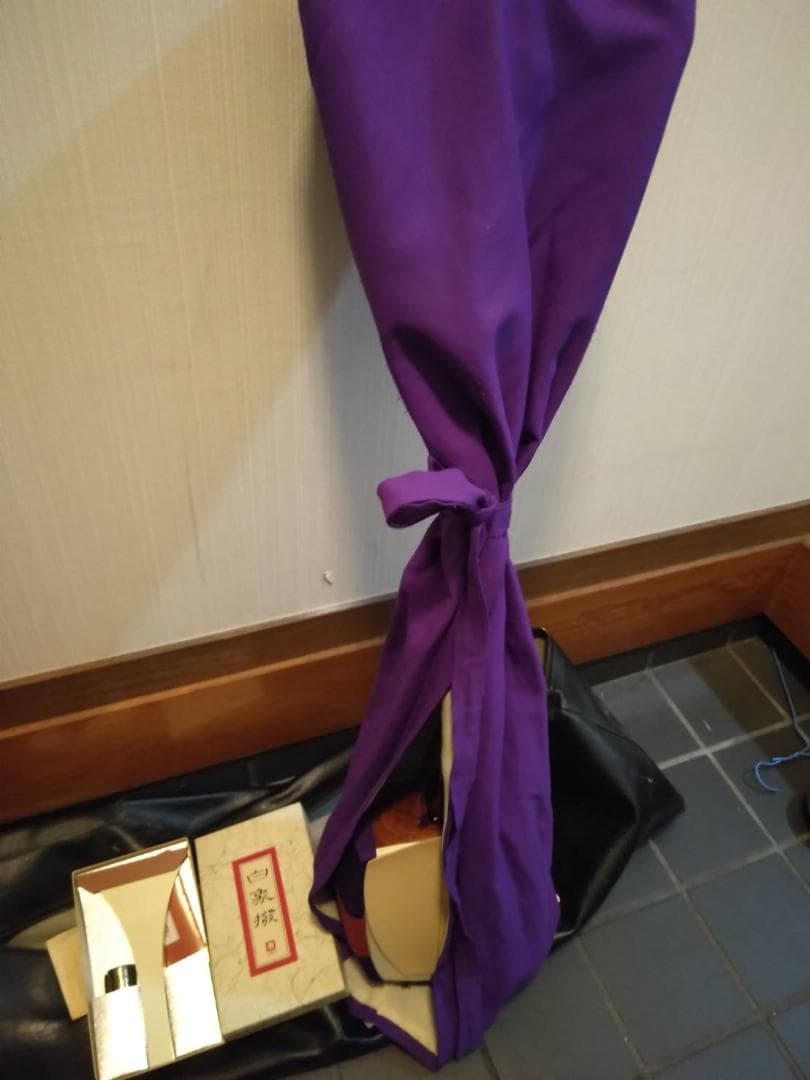 と*パ様 三味線本体 木製 紫色カバー付き