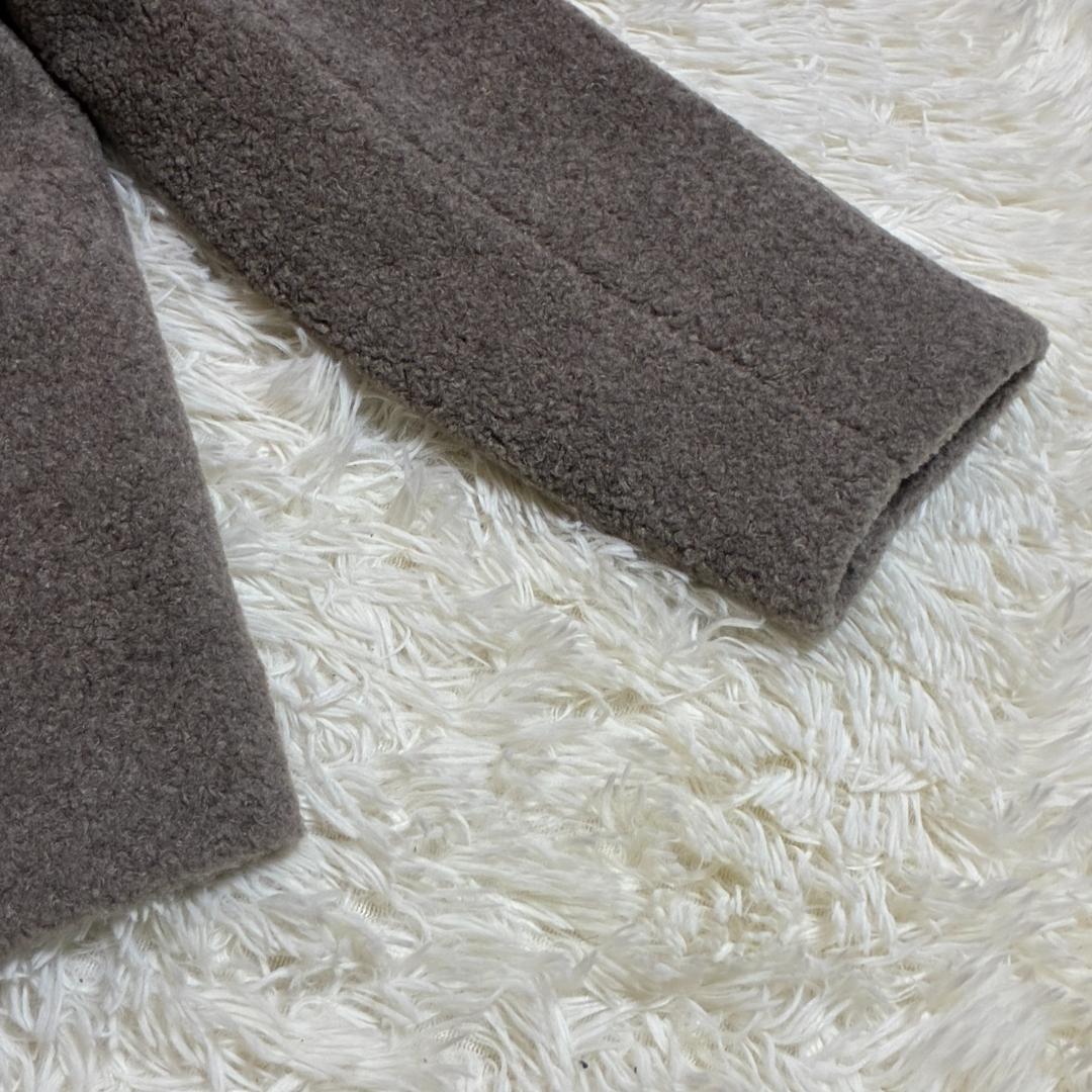 北欧、くらしの道具店　大人のためのウール混ボアコート（マフラー付）/モカブラウン