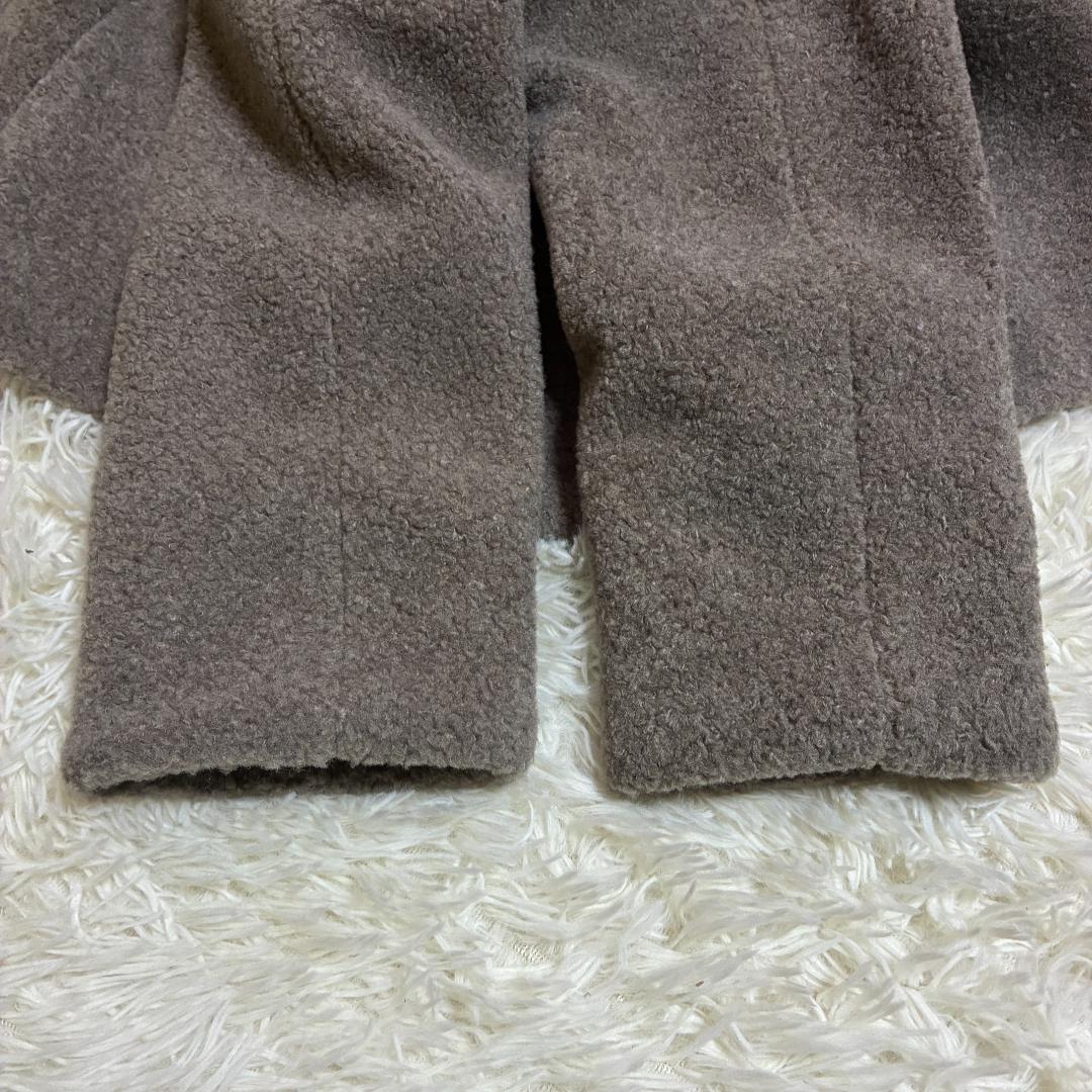 北欧、くらしの道具店　大人のためのウール混ボアコート（マフラー付）/モカブラウン