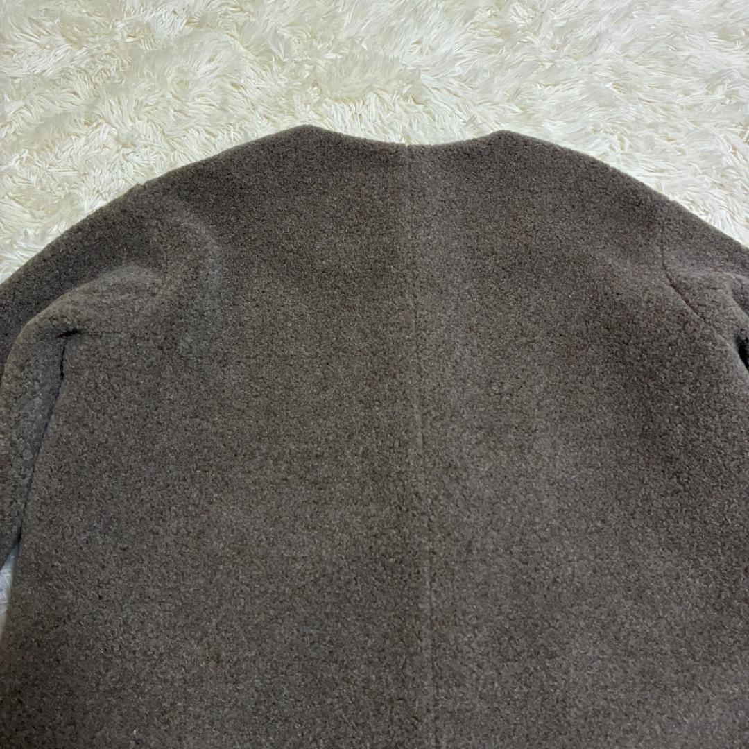 北欧、くらしの道具店　大人のためのウール混ボアコート（マフラー付）/モカブラウン