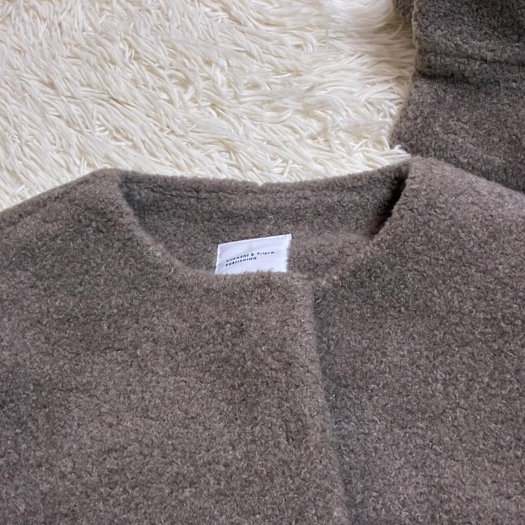 北欧、くらしの道具店　大人のためのウール混ボアコート（マフラー付）/モカブラウン