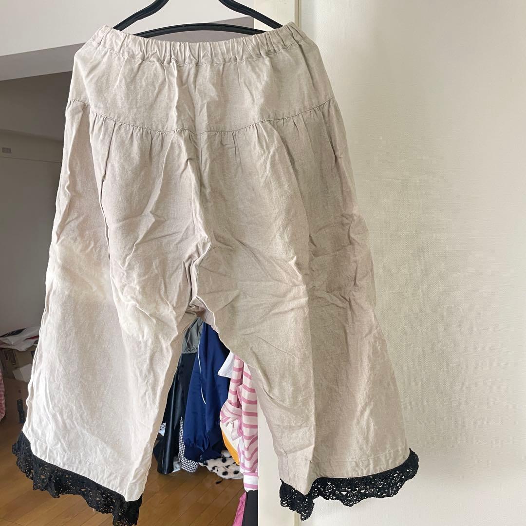 【ミント】Nest robe ベージュ レース付き裾 パンツ