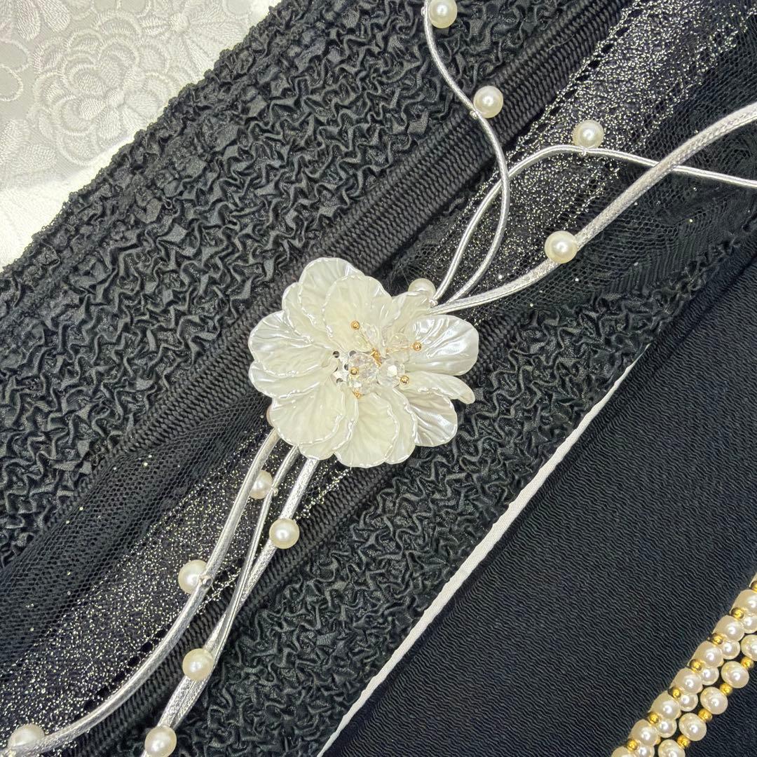 新品　帯締め　帯揚げ　半襟　重ね襟　セット　振袖用　2026年モデル品　黒