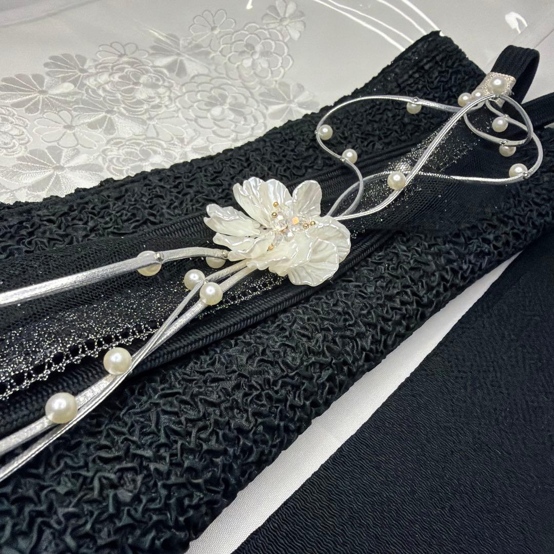 新品　帯締め　帯揚げ　半襟　重ね襟　セット　振袖用　2026年モデル品　黒