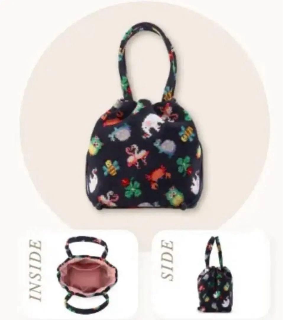 美容家　神崎恵×フェイラー　ファンキーフォーチュン巾着トートバッグ　ネイビー