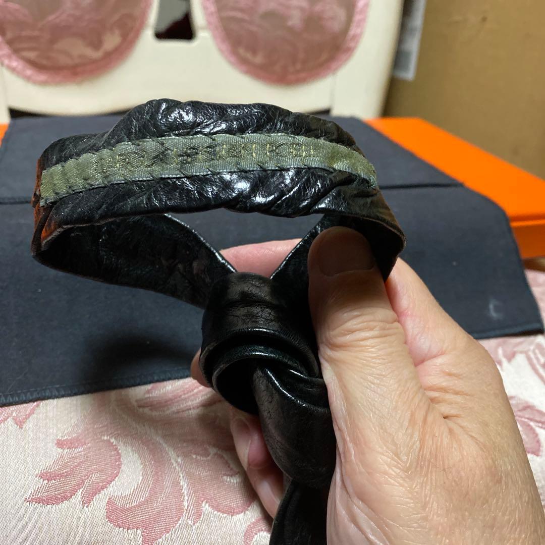 キャロルクリスチャンポエル　黒レザーネクタイ sv925 プラスクロスカスタム