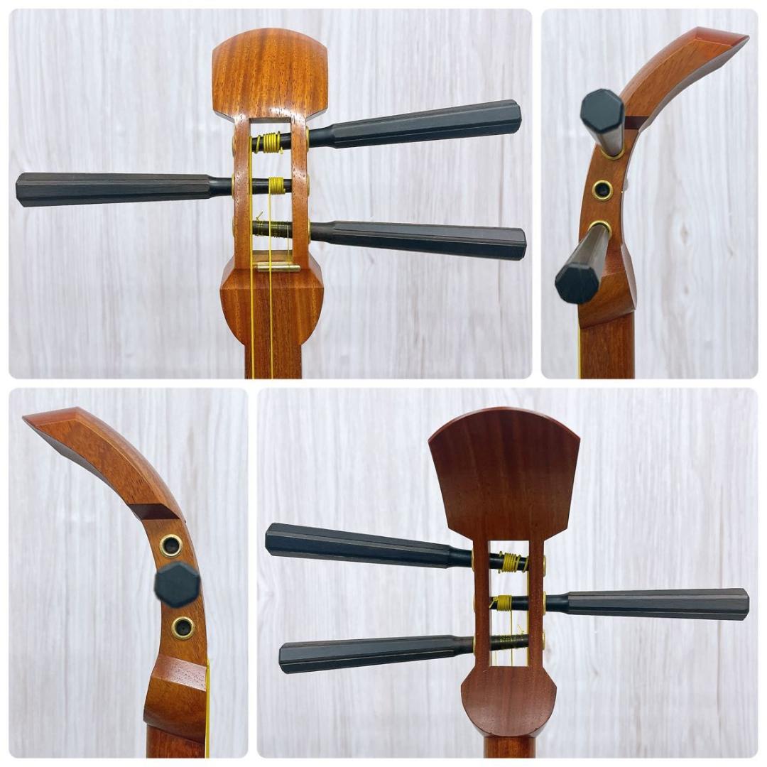 三味線 細棹 丸打胴 動物皮 ハードケース・撥・駒付き 和楽器 皮やぶれなし