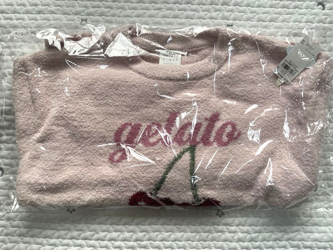 【新品】ジェラートピケ　ベビモコチェリージャガードプルオーバー　ピンク