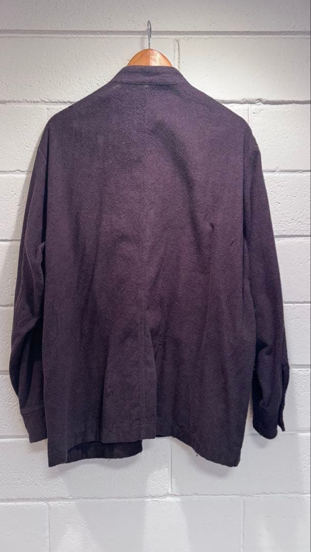 オーラリー　ダークブラウン ノーカラージャケット　今治タオル