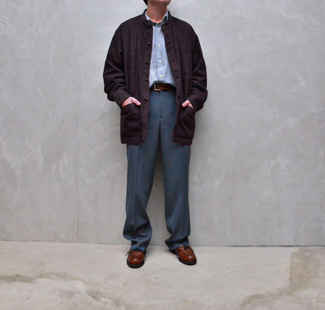 オーラリー　ダークブラウン ノーカラージャケット　今治タオル