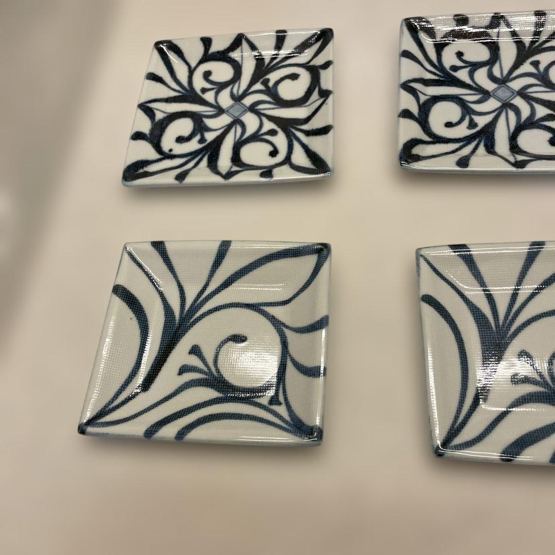 砥部焼　梅山窯　布目角皿コレクション8点セット