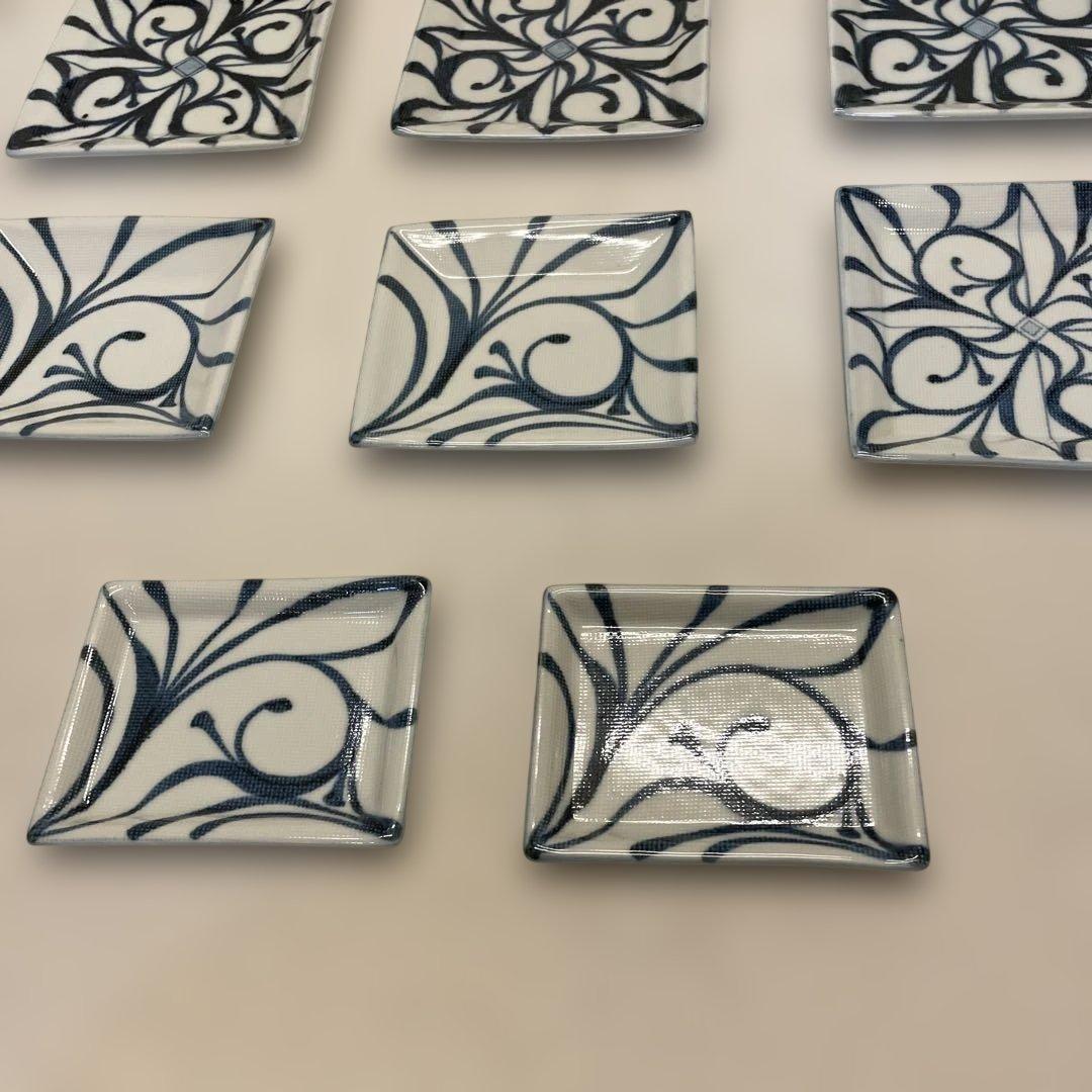 砥部焼　梅山窯　布目角皿コレクション8点セット