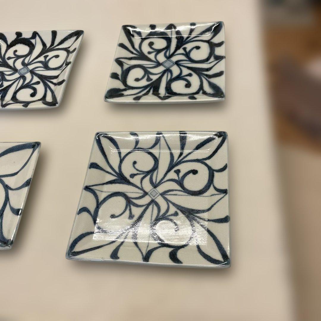 砥部焼　梅山窯　布目角皿コレクション8点セット