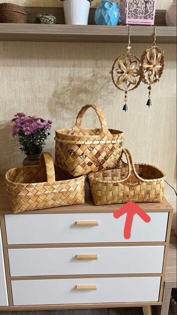 希少な白樺かご！1点のみ　ロシアSvetlana作　白樺のかご