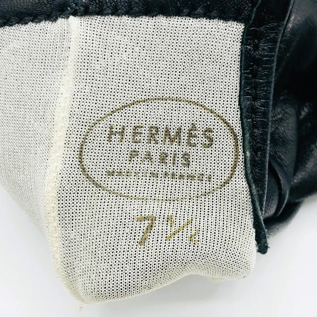 HERMES エルメス レザーグローブ ケリーカデナ ゴールド 黒 手袋 美品