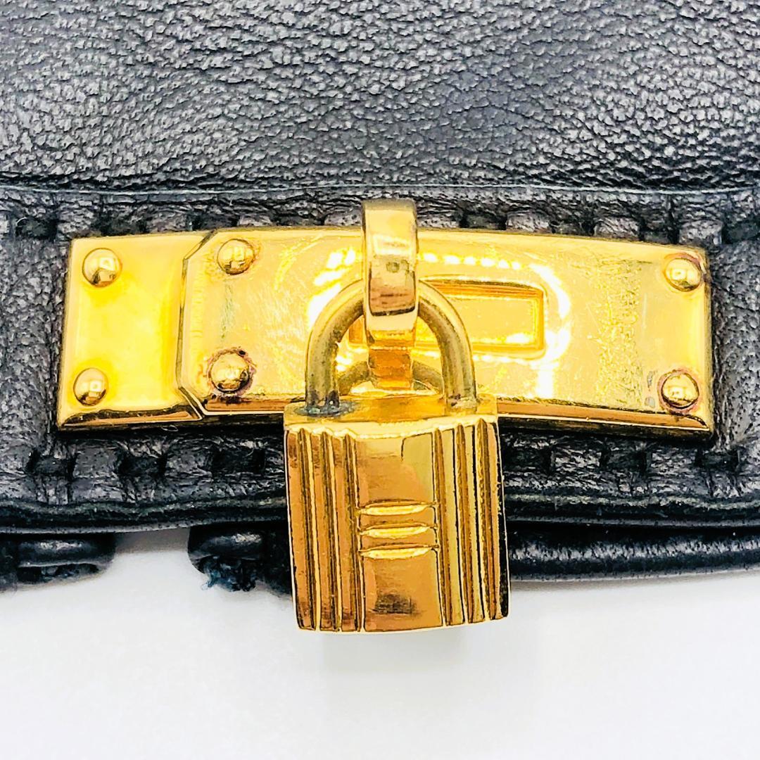 HERMES エルメス レザーグローブ ケリーカデナ ゴールド 黒 手袋 美品