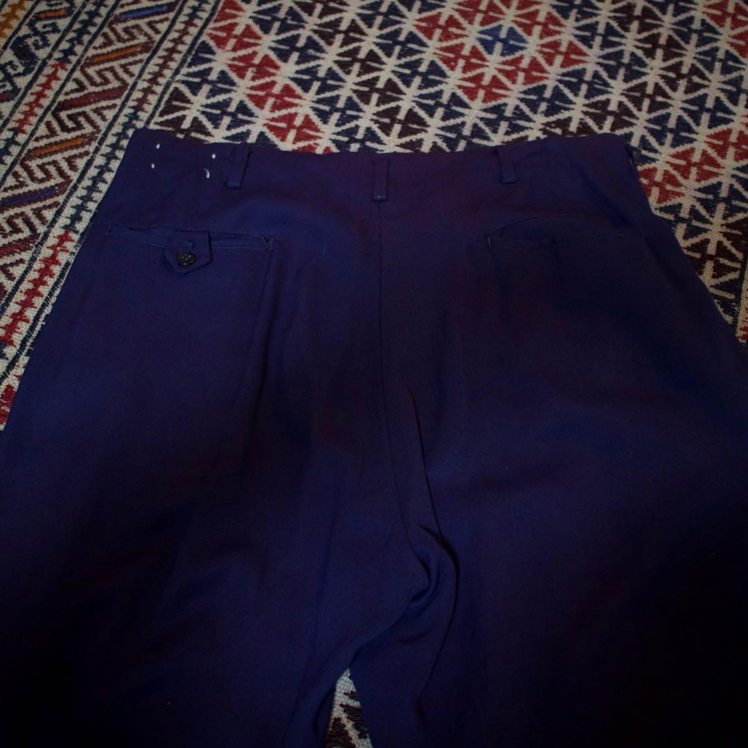 50-60s ギャバジン スラックス パンツ ナス紺　紙フラッシャー