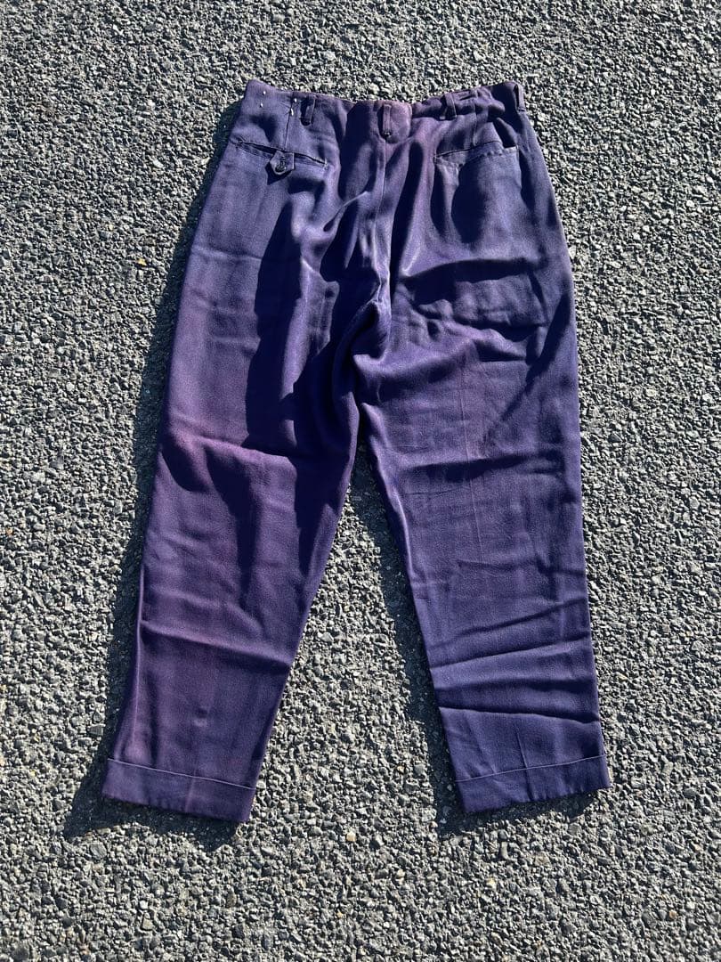 50-60s ギャバジン スラックス パンツ ナス紺　紙フラッシャー