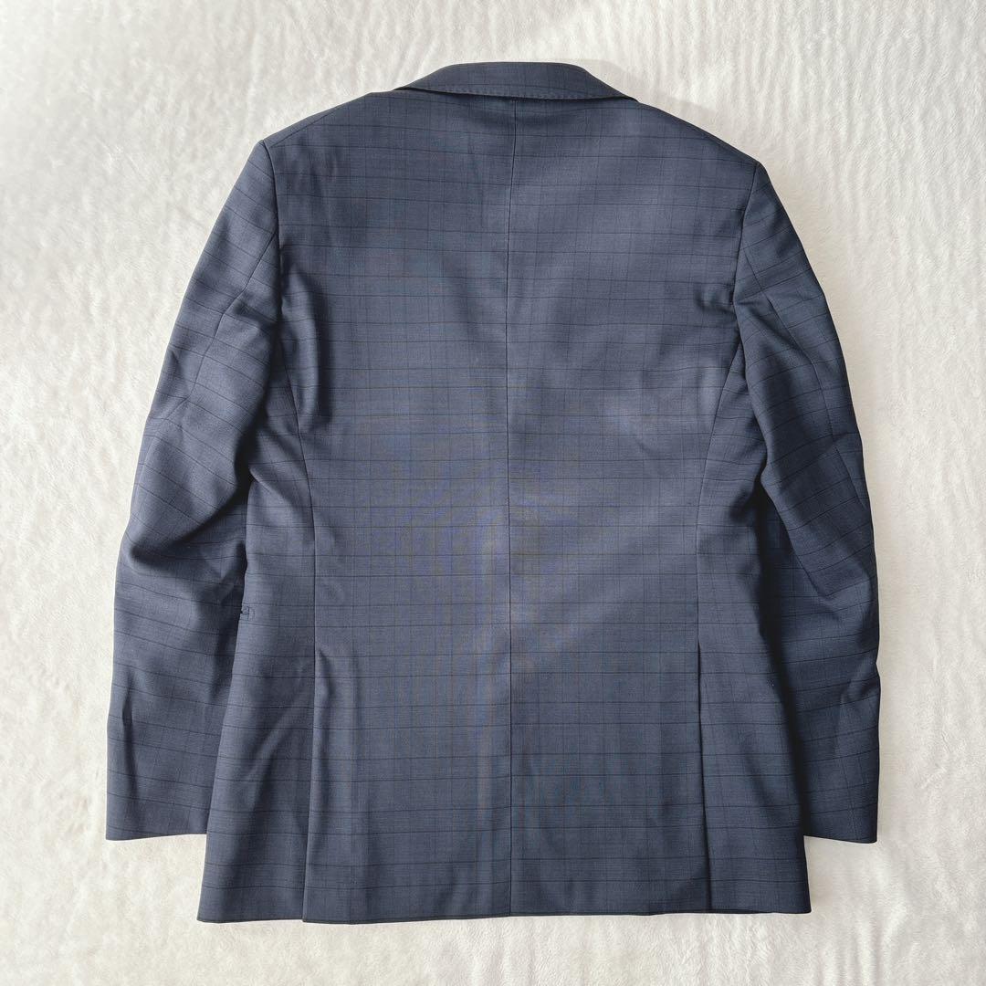 【美品】ユニバーサルランゲージ　スリーピース　スーツ　チェック柄　ネイビー