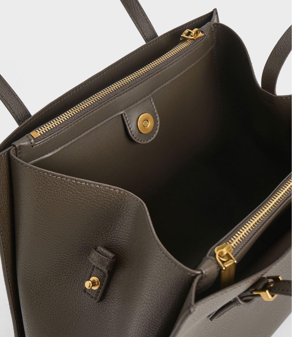 値下げ 極美品CHARLES&KEITE クラシックダブルハンドル トートバッグ