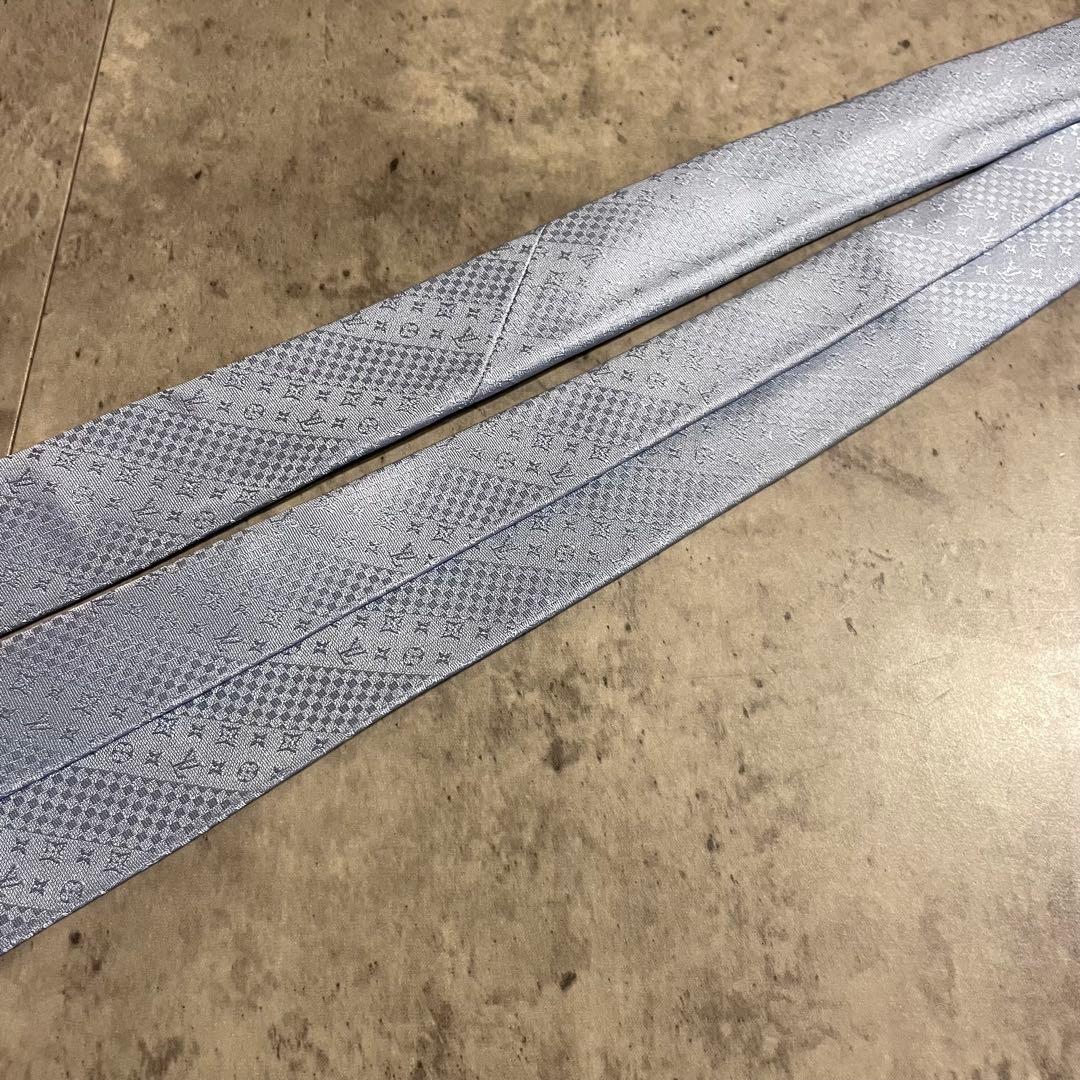 【超美品】LOUIS VUITTON ライトブルー ネクタイ ヴィトン ロゴ