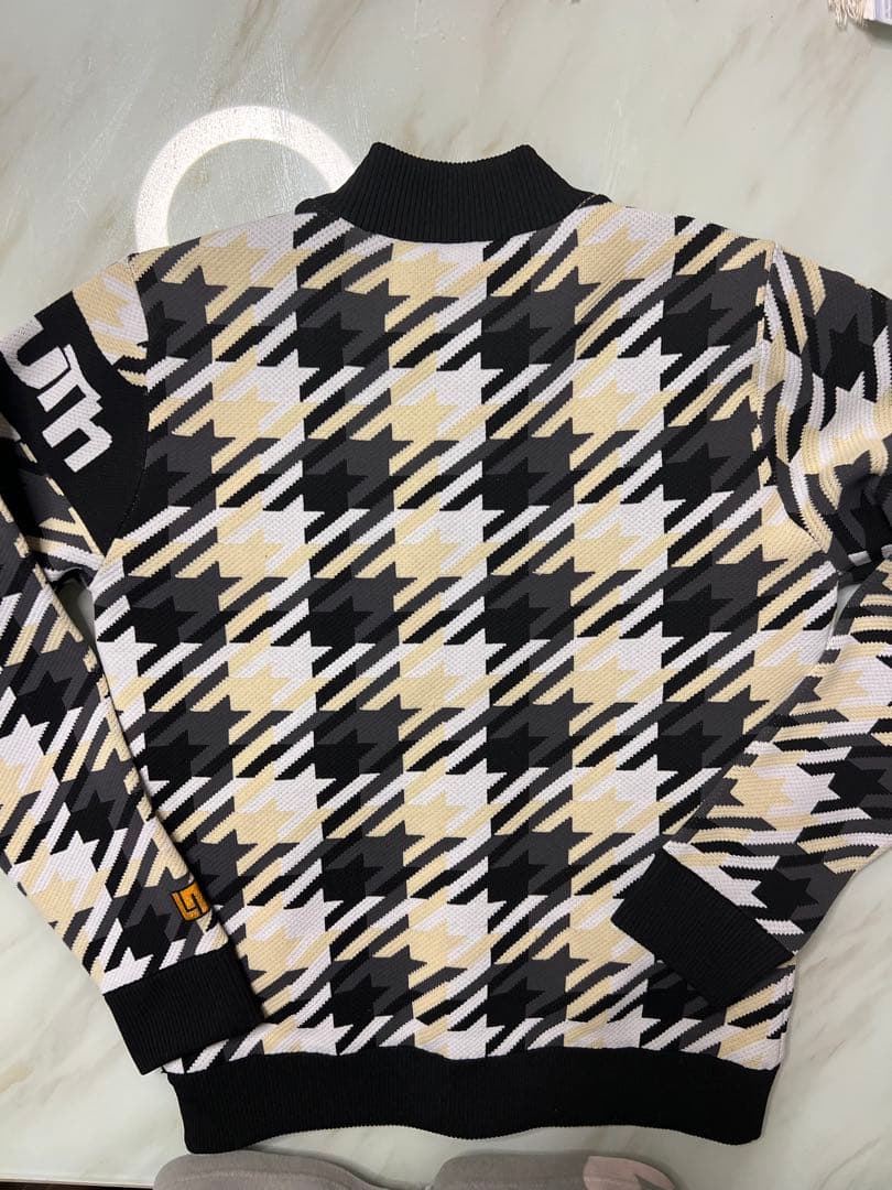 LOUDMOUTH 千鳥柄ニットジャケットスカートセットアップ/ブラック/LL