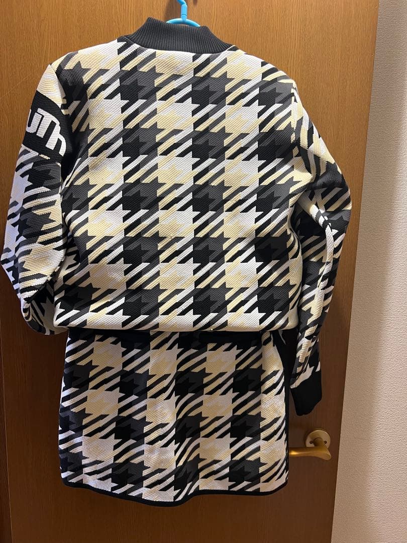 LOUDMOUTH 千鳥柄ニットジャケットスカートセットアップ/ブラック/LL